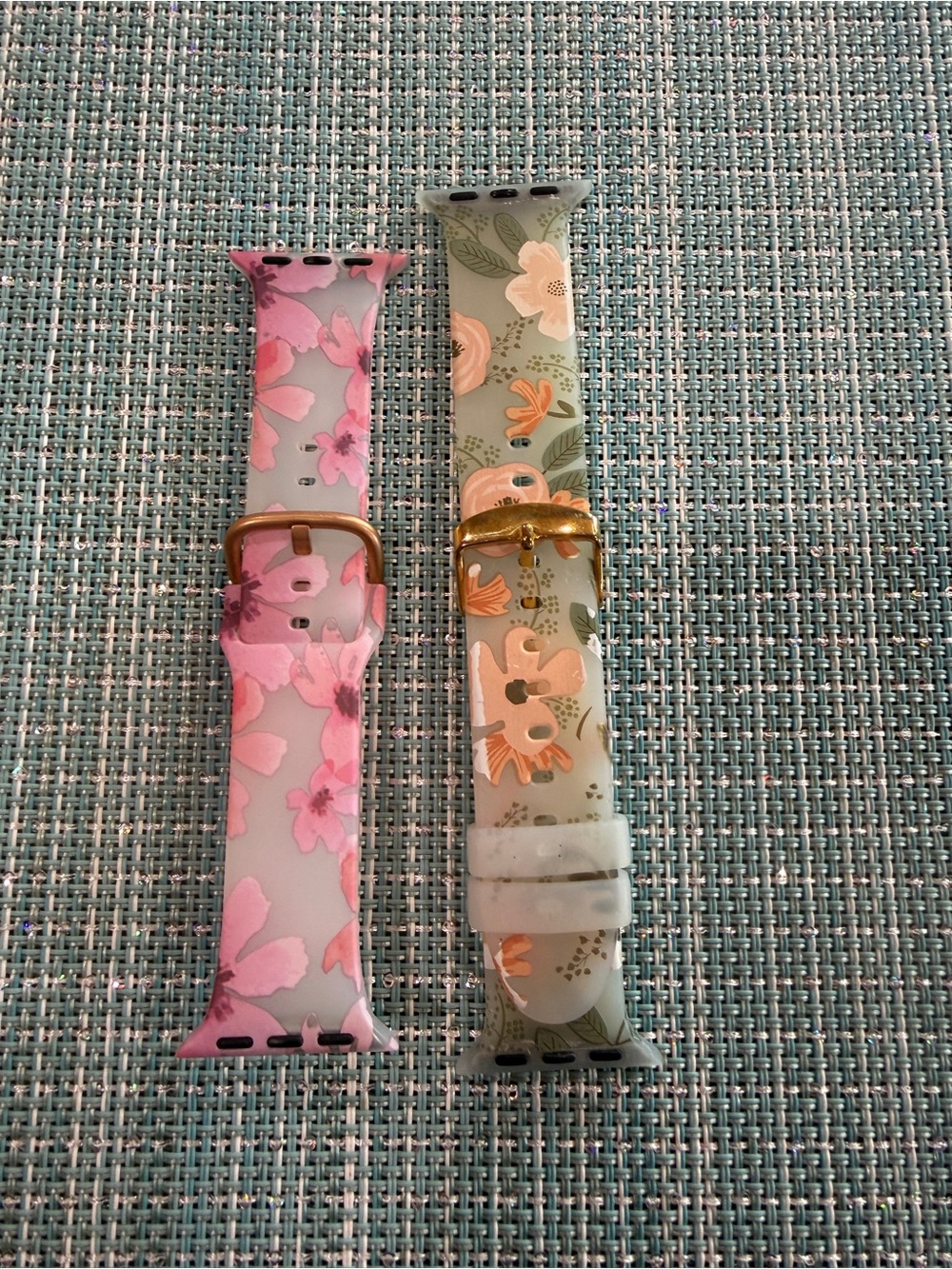 Floral Silicone Apple Watch Bands - Pink & Sage